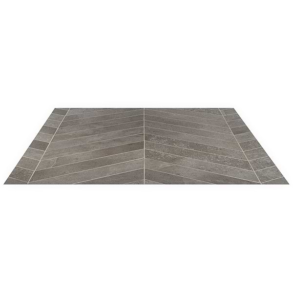 Ages Fossil Dark Gray 4x21 Chevron Limestone Look Matte Porcelain Tile