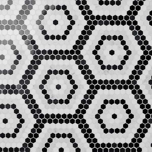 Helios Honeycomb Black & White Polished Marble