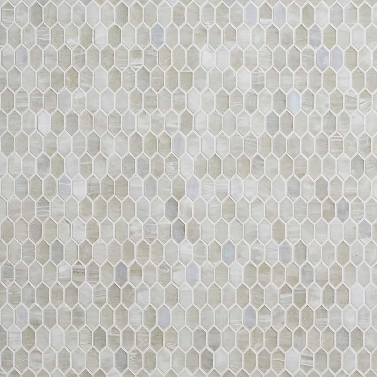 Moonlit Iridescent Mist White 1/4" x 1" Polished Glass Mosaic Tile
