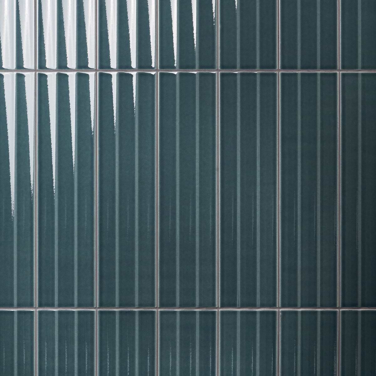 Retouch Fluted Emerald Green 4.5x18 3D Crackled Glossy Ceramic Tile 