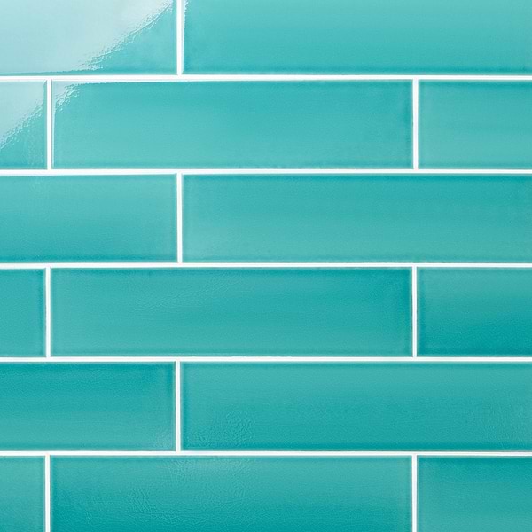 Retouch Teal Green 4.5x18 Crackled Glossy Ceramic Tile