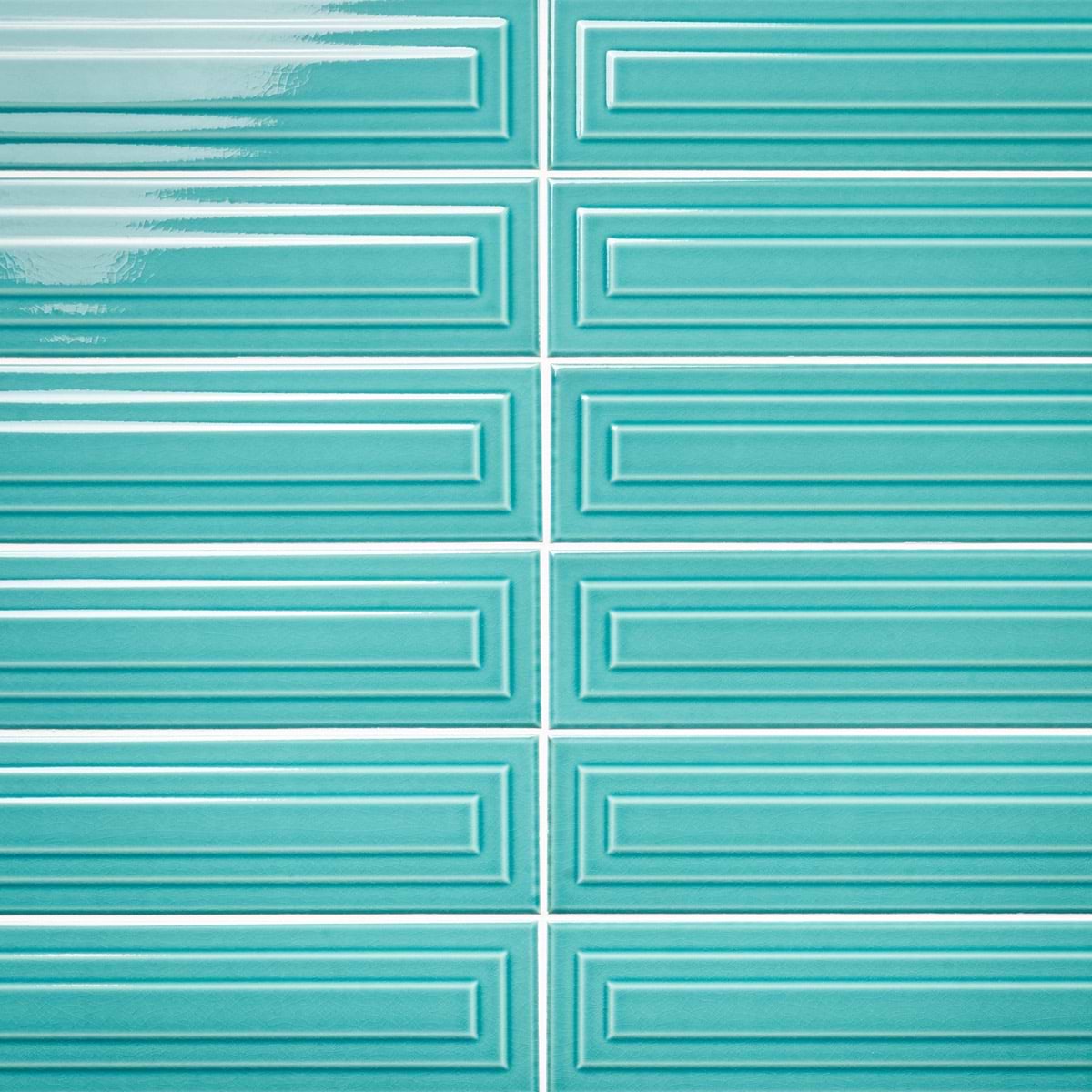 Retouch Frame Teal Green 4.5x18 3D Crackled Glossy Ceramic Tile 