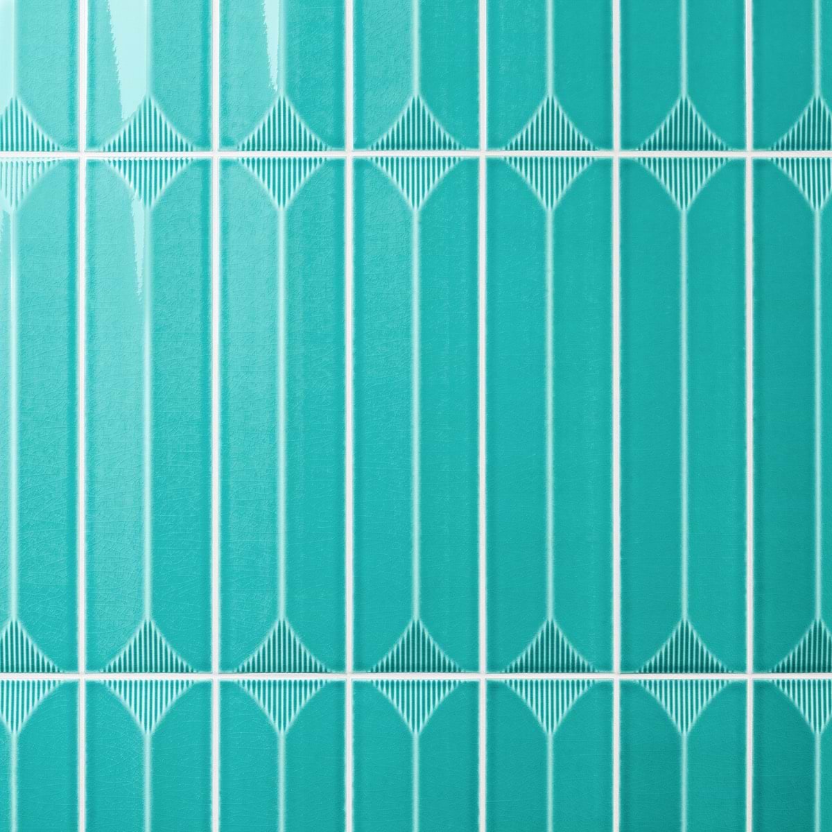 Retouch Inflex Teal Green 4.5x18 3D Crackled Glossy Ceramic Tile 