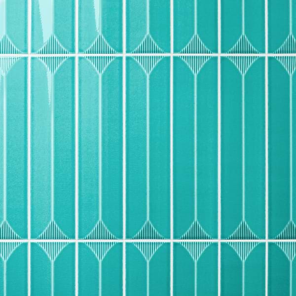 Retouch Inflex Teal Green 4.5x18 3D Crackled Glossy Ceramic Tile