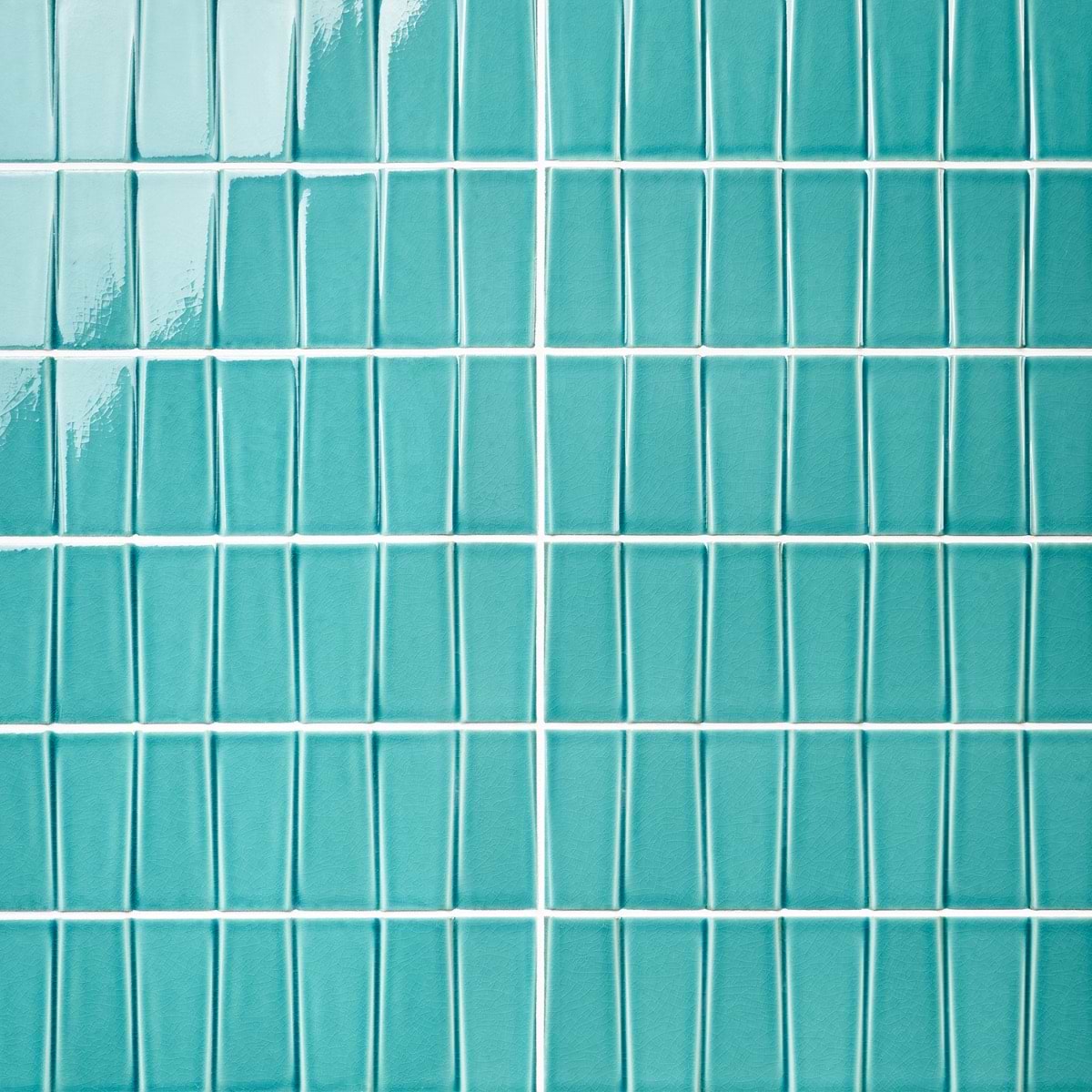 Retouch Steps Teal Green 4.5x18 3D Crackled Glossy Ceramic Tile 