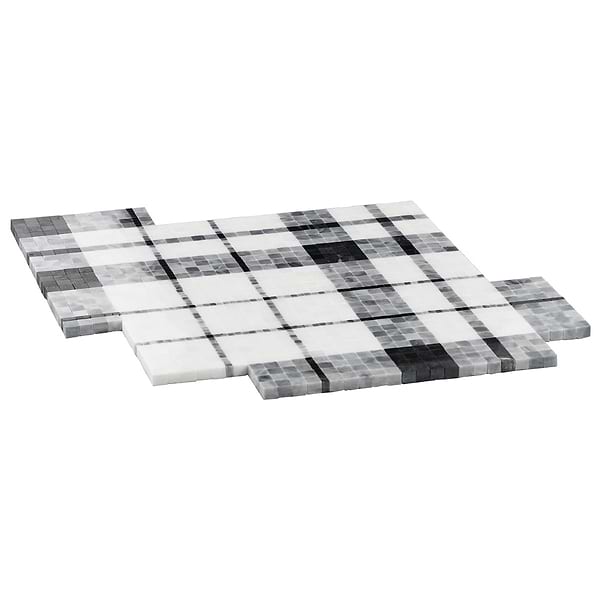 Madras Plaid Bardiglio - Thassos- Nero Marquina- & Bardiglio Polished Marble