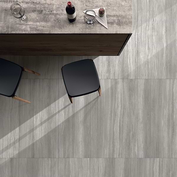 Zenit Grigio Chiaro Gray 24x48 Travertine Look Matte Porcelain Tile