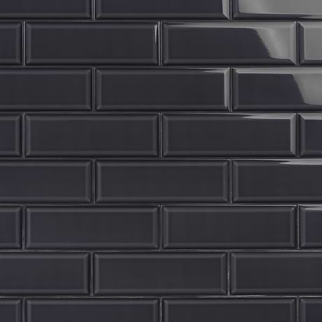 Close Out - Beverly Black 4x12 Beveled Glossy Ceramic Subway Tile