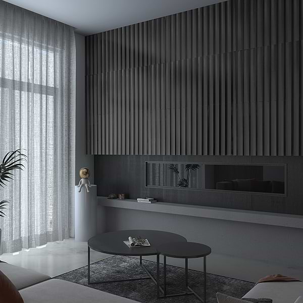 Carver Fluted Nero 12x24 Dimensional Honed Honed Marble