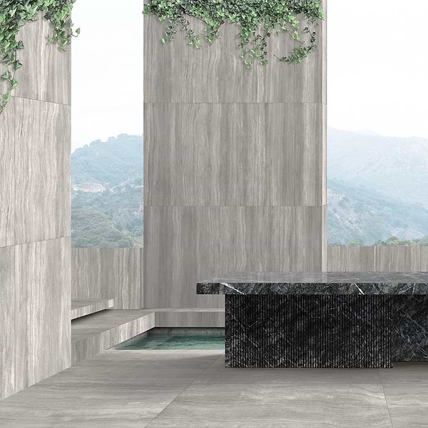 Zenit Grigio Chiaro Gray 24x48 Travertine Look Matte Porcelain Tile