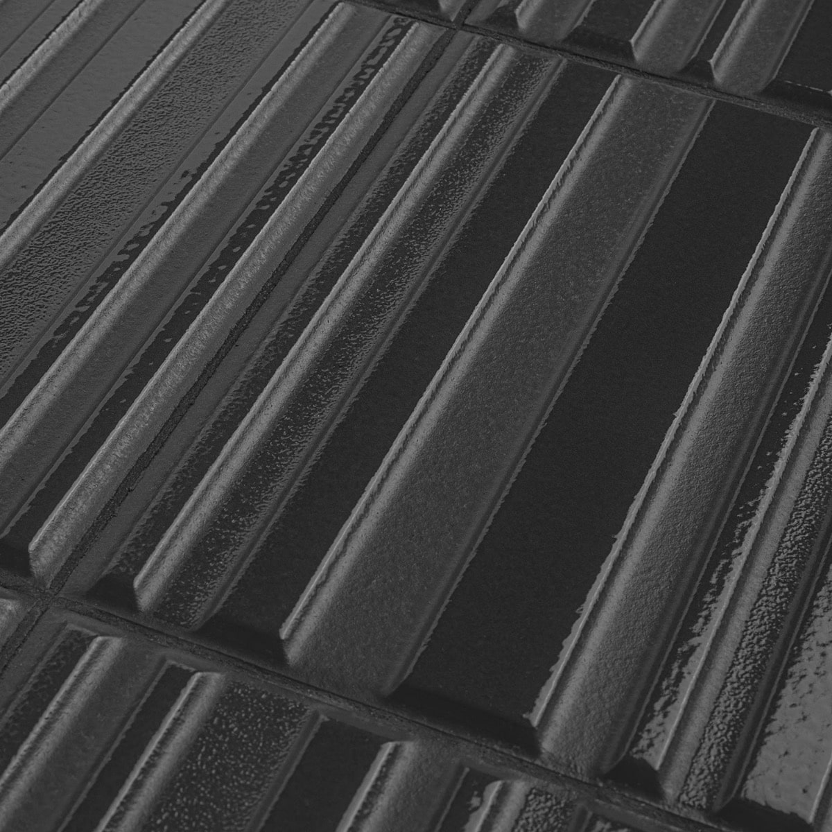 Ras Charcoal Black 8x16 3D Glossy and Matte Mixed Finish Ceramic Tile