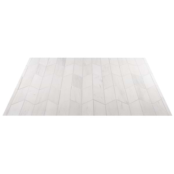 Bianco Dolomite White 3x12 Chevron Premium Honed Marble Tile
