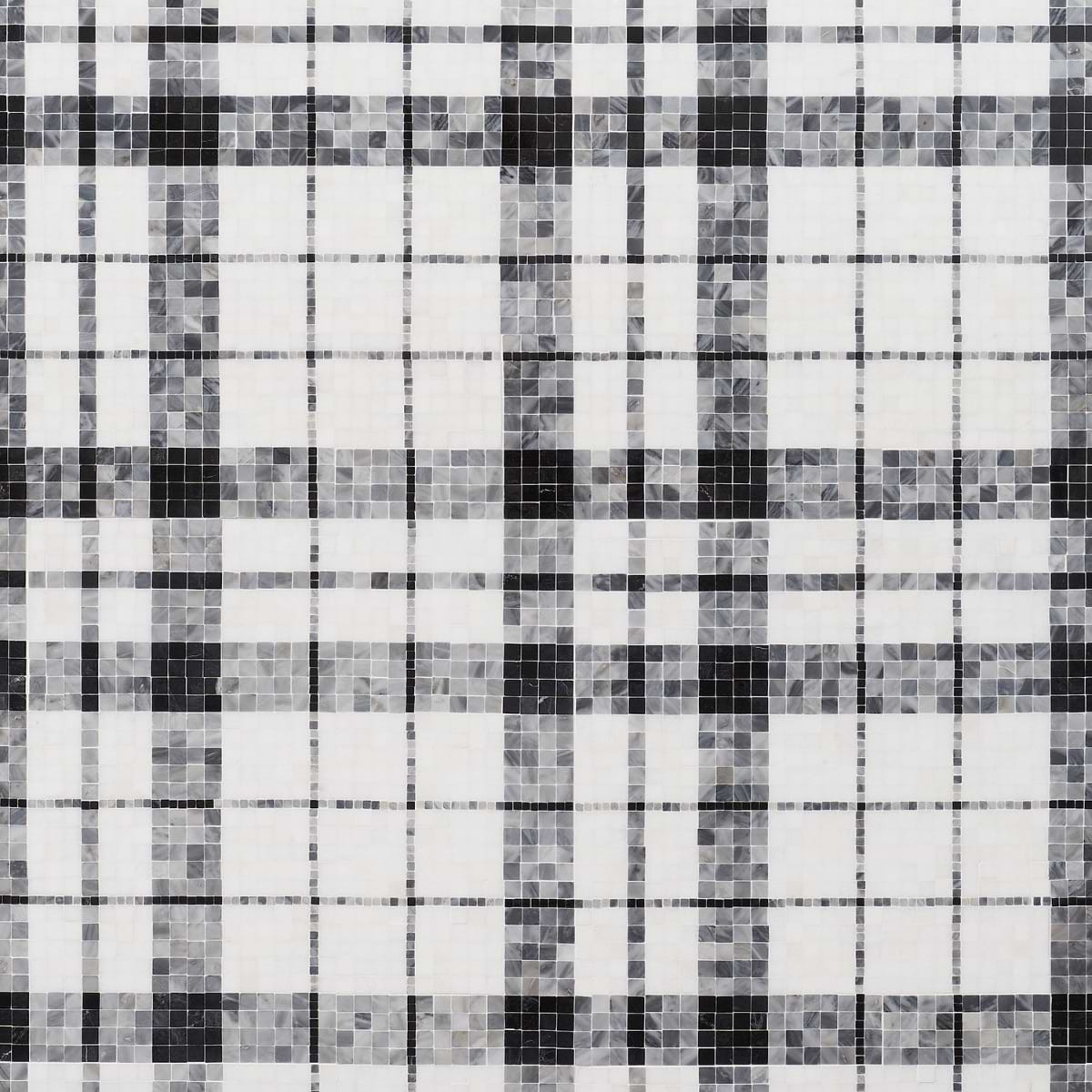 Madras Plaid Bardiglio - Thassos- Nero Marquina- & Bardiglio Polished Marble