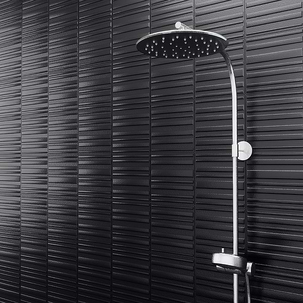 Ras Charcoal Black 8x16 3D Glossy and Matte Mixed Finish Ceramic Tile