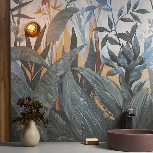 KIT- Paula Purroy Musee Terrace Blue and Green 24x48 Artisan Decor Mural Porcelain Tile