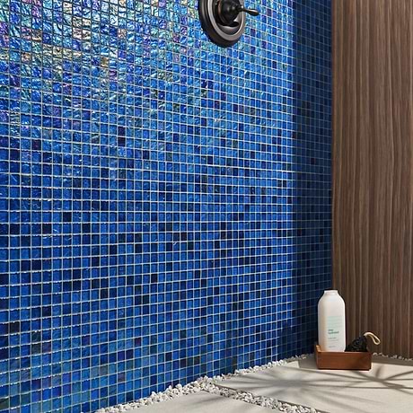 Riverton Lagoon Blue 1x1 Polished Glass Mosaic Tile