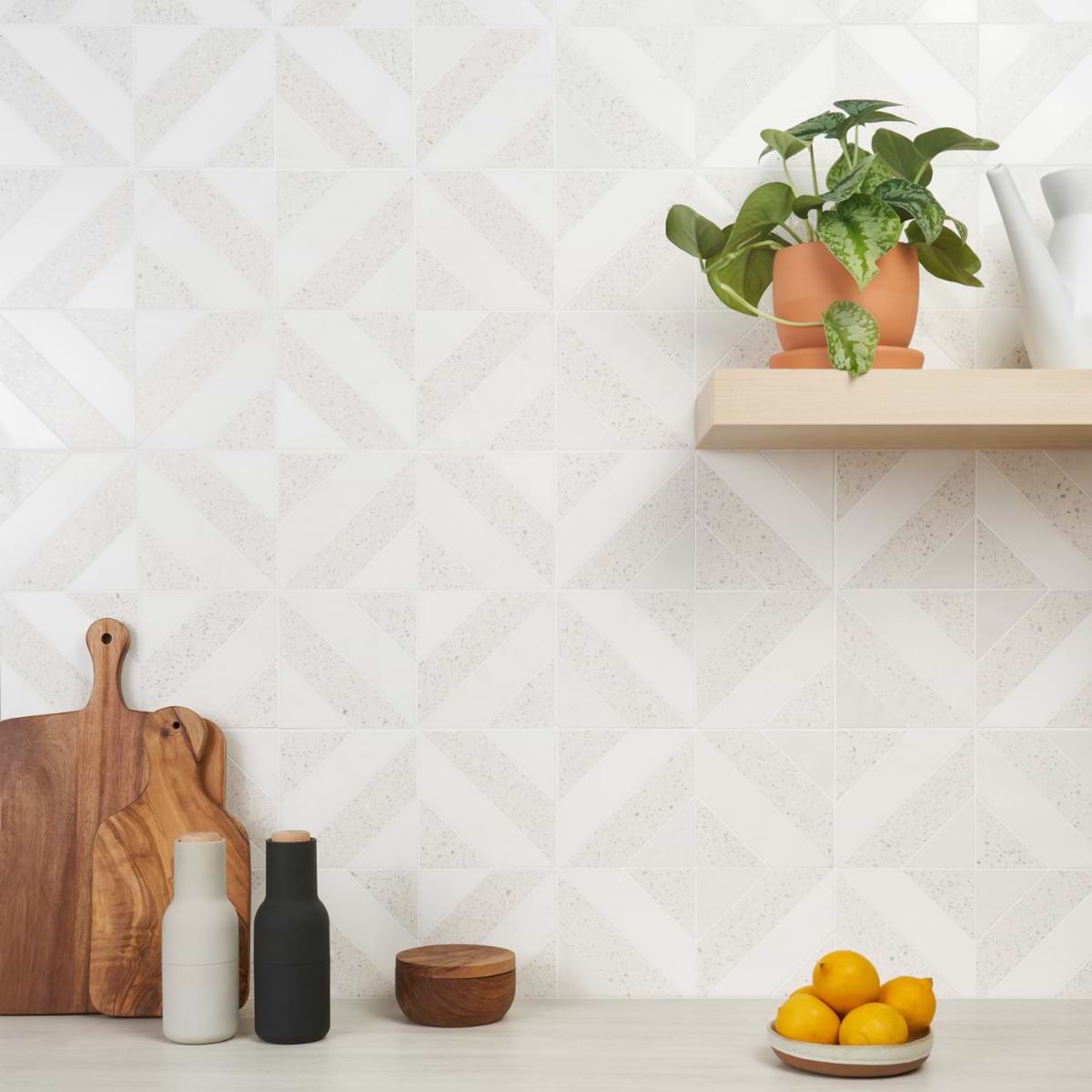 Shop Minna Diagonals Bianca Salt - Tibet White & Terrazzo