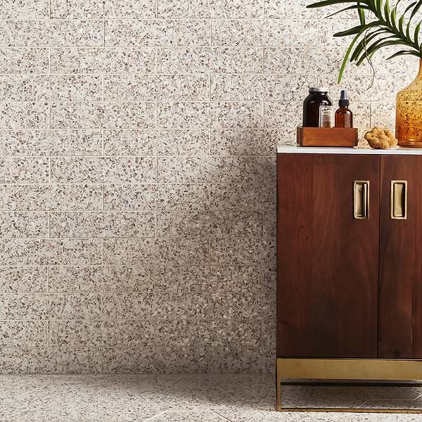 Pearl Terrazzo Polished Cream 3x12 Polished Terrazzo