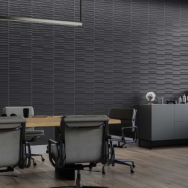 Ras Charcoal Black 8x16 3D Glossy and Matte Mixed Finish Ceramic Tile