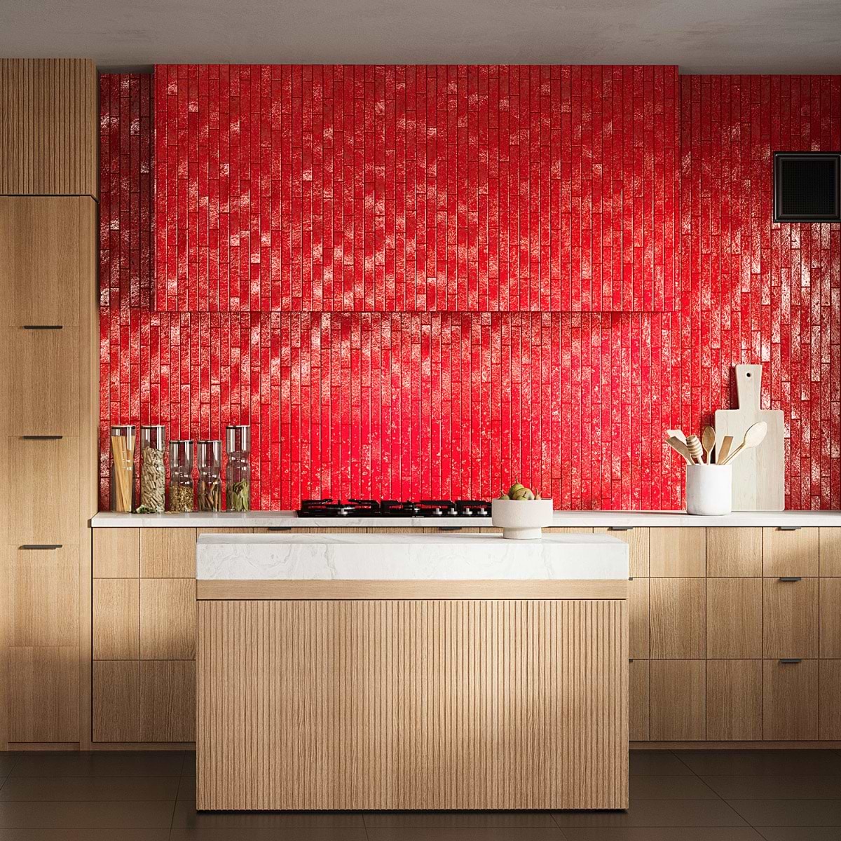 Shop Close Out - Artist Crimson Red 1.5x9 Glossy Ceramic Tile