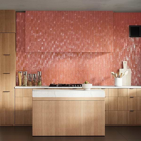 Artist Coralito Terracotta Pink 1.5x9 Crackled Glossy Ceramic Tile