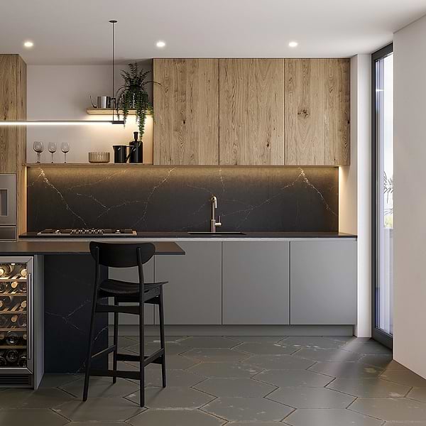 Close Out - Angela Harris San Francisco Graphite 20" Hexagon Matte Porcelain