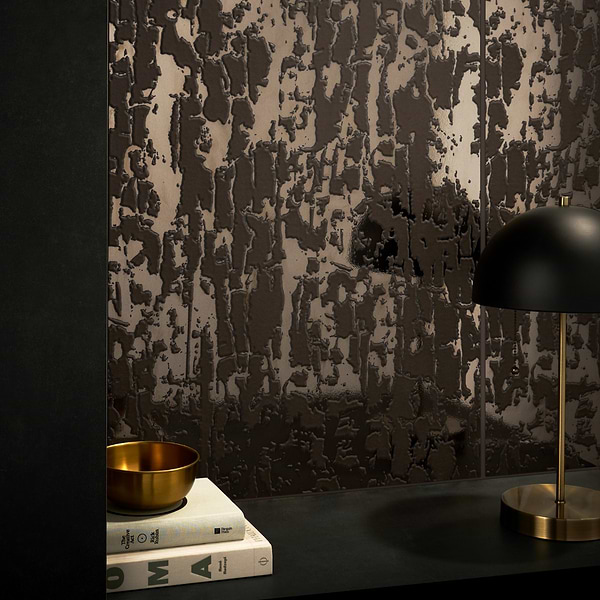 Art Abstract Moka 24x48; in Brown, Gold Porcelain; for Backsplash, Bathroom Wall, Kitchen Wall, Outdoor Wall, Shower Wall, Wall Tile; in Style Ideas Art Deco, Contemporary, Whimsical