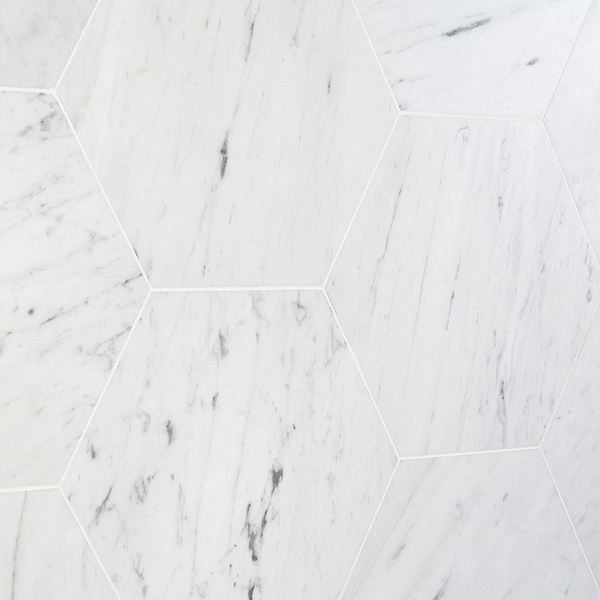 Epoch White Carrara 10" Hexagon Honed Marble