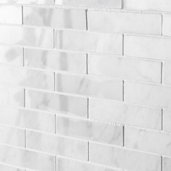 White Carrara Piano Brick Polished Marble