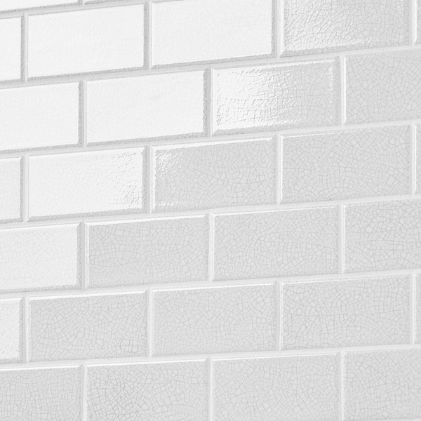 Craquelure Vintage White 3x6 Glossy Crackled Ceramic Wall Tile