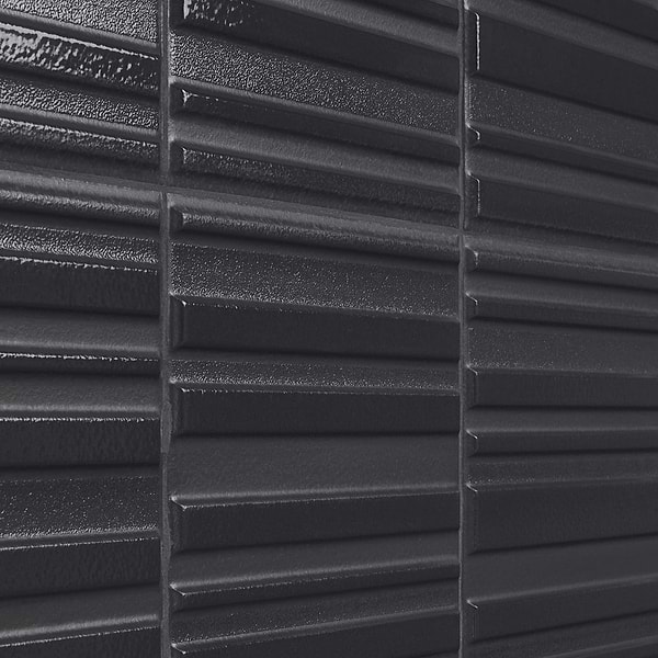 Ras Charcoal Black 8x16 3D Glossy and Matte Mixed Finish Ceramic Tile