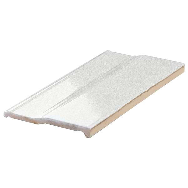 Close Out - Craquelure Vintage White 6x12 Glossy Crackled Ceramic Base Molding