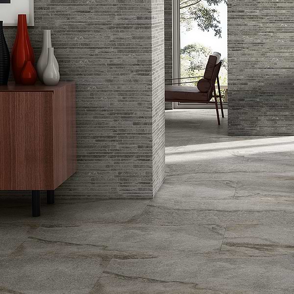 Olympic Gray Thin Strip Mosaic Matte Porcelain