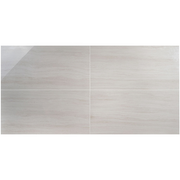 Zenit Bianco White 24x48 Travertine Look Polished Porcelain Tile