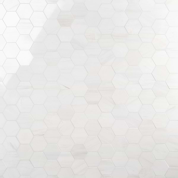 Bianco Dolomite White 4" Hexagon Premium Polished Marble Mosaic Tile