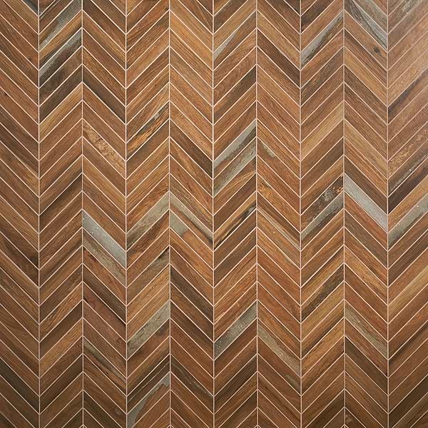 Finity Chevron Oak Matte Porcelain Wood Look Mosaic Tile
