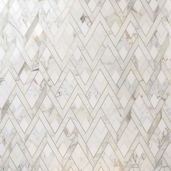 Fontane Bianco - White Thassos- Calacatta- & Brass Polished Marble + Brass