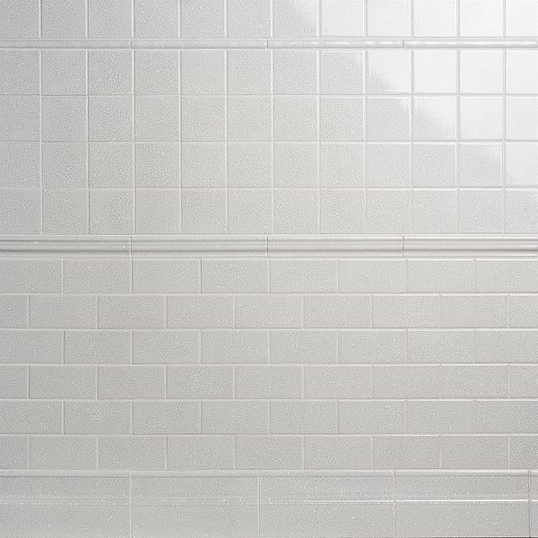 Close Out - Craquelure Vintage White 6x12 Glossy Crackled Ceramic Base Molding