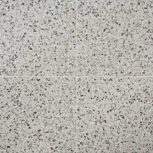 Kado Flakes Ice White 24x24 Terrazzo Look Matte Porcelain Tile
