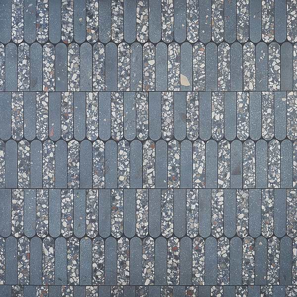Kado Fin Ocean Blue 2x8 Terrazzo Look Matte Porcelain Mosaic Tile