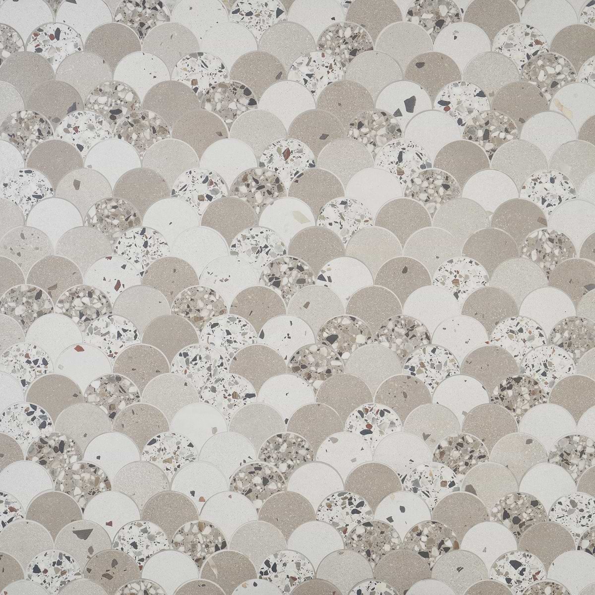 Kado Fishscale Warm Beige Mix 4" Terrazzo Look Matte Porcelain Mosaic Tile