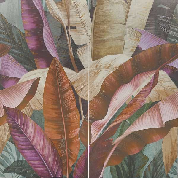 KIT- Paula Purroy Musee Rainforest Multicolor 24x48 Artisan Decor Mural Porcelain Tile