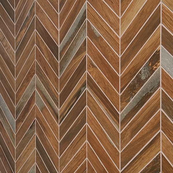 Finity Chevron Oak Matte Porcelain Wood Look Mosaic Tile