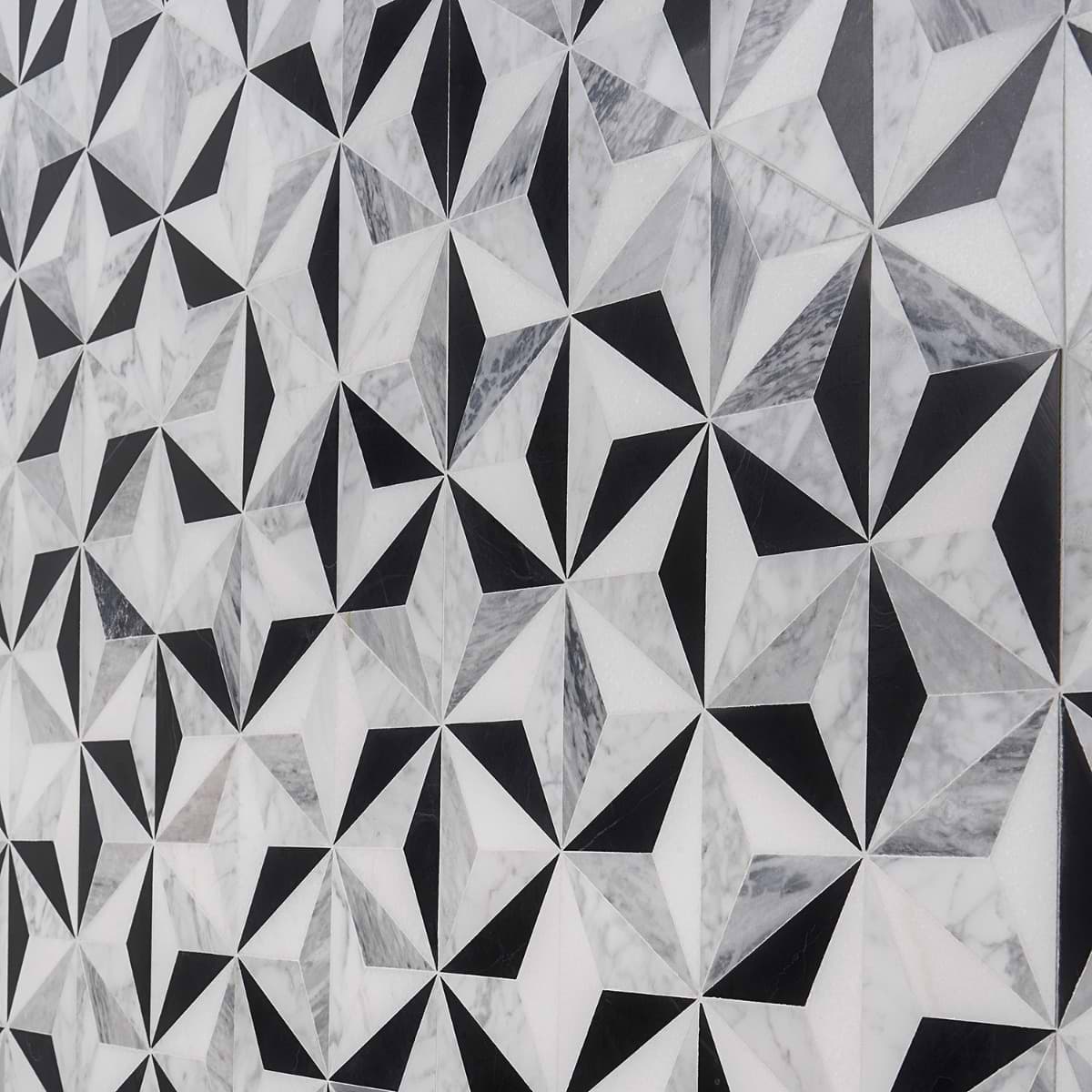 Geotech Tuxedo Black and White Polished Marble Mosaic Tile