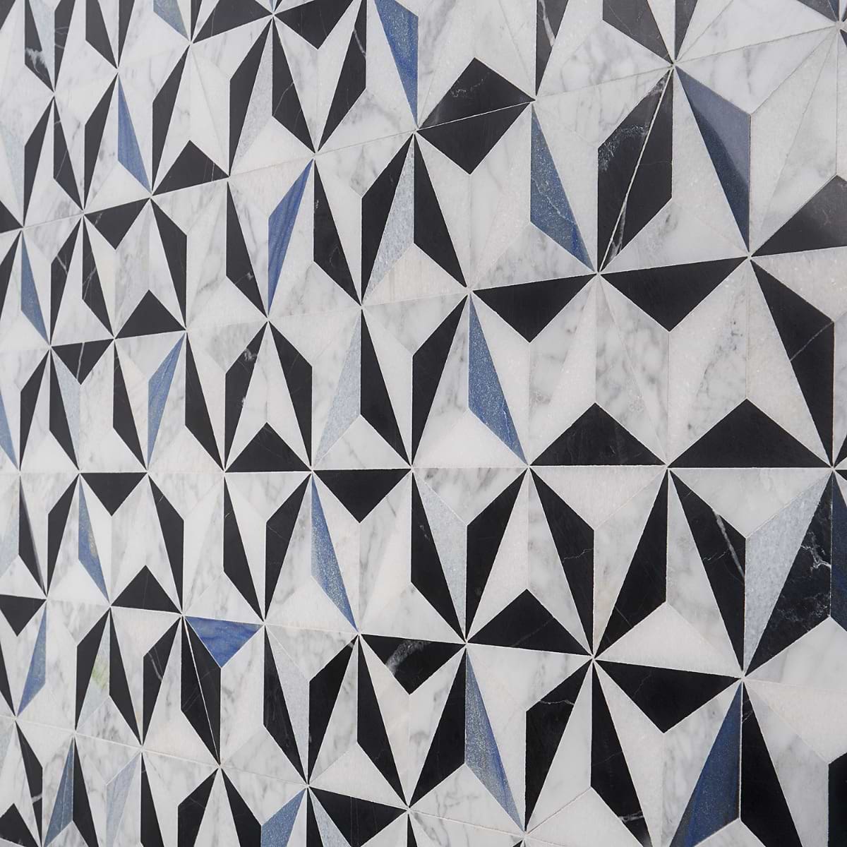 Geotech Winter Sky Blue and White Polished Marble Mosaic Tile