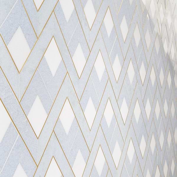 Fontane Celeste - White Thassos- Blue Celeste- & Brass Polished Marble + Brass