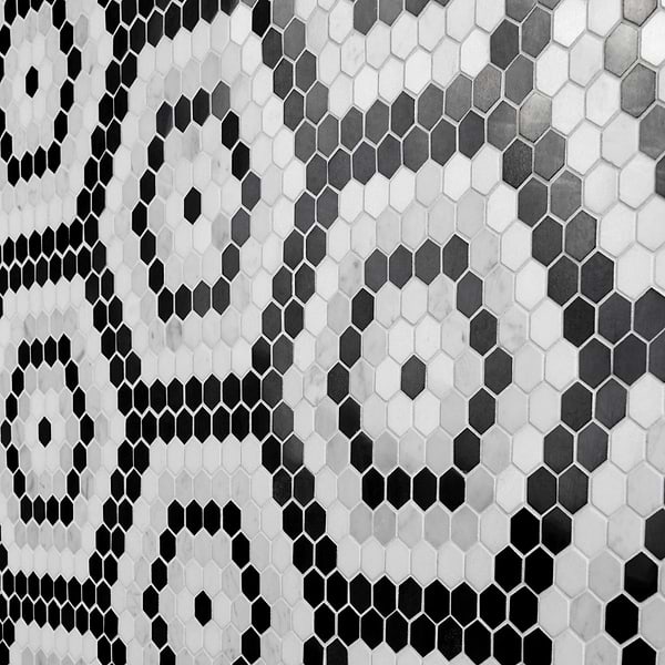 Helios Honeycomb Black & White Polished Marble