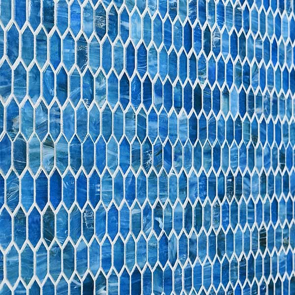 Moonlit Iridescent Marine Blue 1/4" x 1" Polished Glass Mosaic Tile