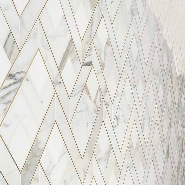 Fontane Bianco - White Thassos- Calacatta- & Brass Polished Marble + Brass