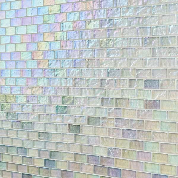 Riverton Glacier White 1x2 Polished Glass Mosaic Tile